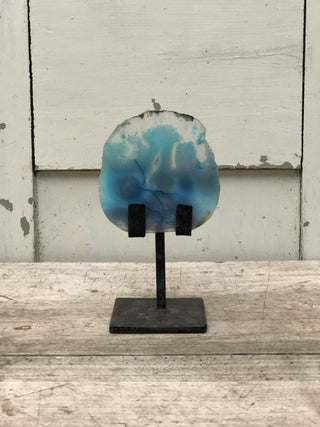 SanDahlia interieur Edelsteen blauw op voet Edelsteen blauw op industrieel voet