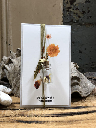 SanDahlia Schmuck Ketting Botanical Bottle Bird Cord