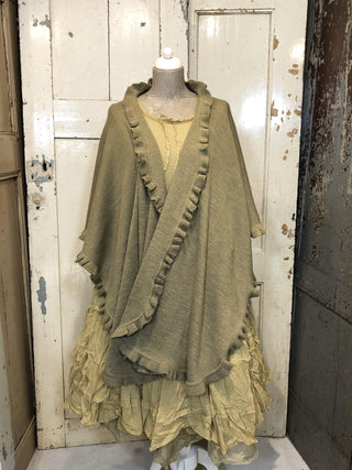 SanDahlia Poncho One Size Poncho met randje Alpaca Sand