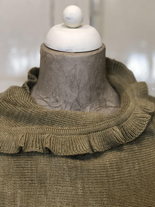 SanDahlia Poncho One Size Poncho met randje Alpaca Sand