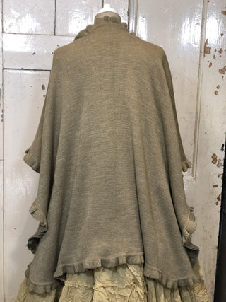 SanDahlia Poncho One Size Poncho met randje Alpaca Sand