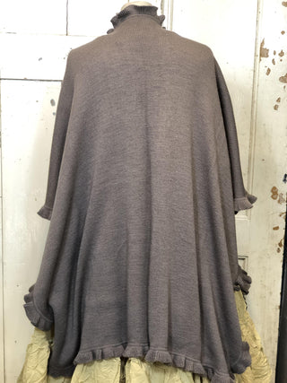 SanDahlia Poncho One Size Poncho met randje Alpaca Taupe