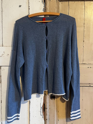 SanDahlia blouse Ewa i Walla cardigan / vest cotton knit Cordelia 44207 SS26 blue Ewa i Walla cardigan / vest cotton knit Cordelia 44207 SS26 blue