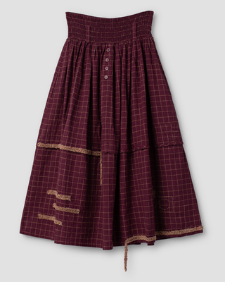 SanDahlia Rok Ewa i Walla rok linen check Sabrina 22296 AW25 dark plum Ewa i Walla rok linen check Sabrina 22296 AW25 dark plum