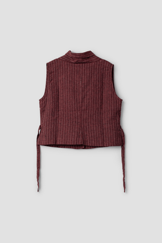 SanDahlia Shirts & Tops Ewa i Walla Vest / Top Tula Striped Linnen 33382 AW22 Burgundy