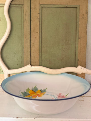 SanDahlia schaal Emaillie schaal blauw met bloemen groot Emaillie schaal blauw met bloemen groot