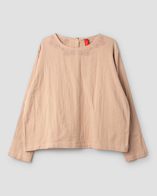 SanDahlia blouse Ewa i Walla Blouse Joan doubble cotton 44102 AW24 taupe