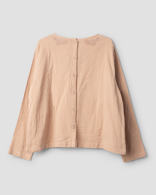 SanDahlia blouse Ewa i Walla Blouse Joan doubble cotton 44102 AW24 taupe