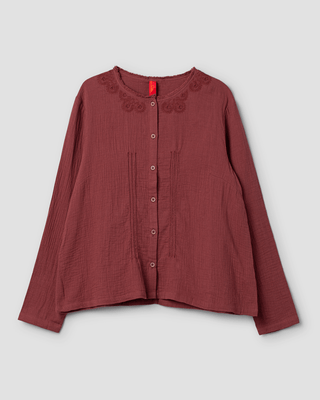 SanDahlia blouse Ewa i Walla Blouse Sigyn cotton 44104 AW24 Burgundy