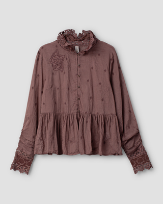 SanDahlia blouse Ewa i Walla blouse embroidered organdie Parisa 44162 AW25 peppercorn Ewa i Walla blouse embroidered organdie Parisa 44162 AW25 peppercorn