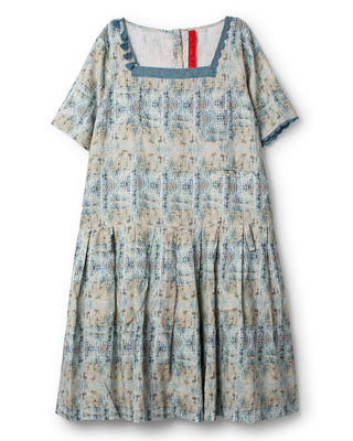 SanDahlia jurk Ewa i Walla checked linen Melina 55960 SS26 oat Ewa i Walla checked linen Melina 55960 SS26 oat