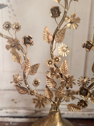 SanDahlia kandelaar Kandelaar vintage goud met bloemen Kandelaar vintage goud met bloemen