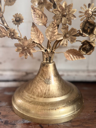SanDahlia kandelaar Kandelaar vintage goud met bloemen Kandelaar vintage goud met bloemen