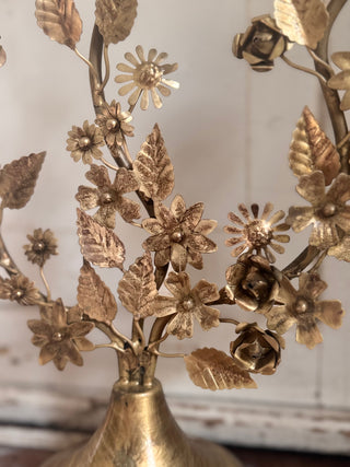 SanDahlia kandelaar Kandelaar vintage goud met bloemen Kandelaar vintage goud met bloemen