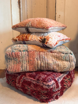SanDahlia Kussens Poef bordeaux vintage kelim Poef bordeaux vintage kelim